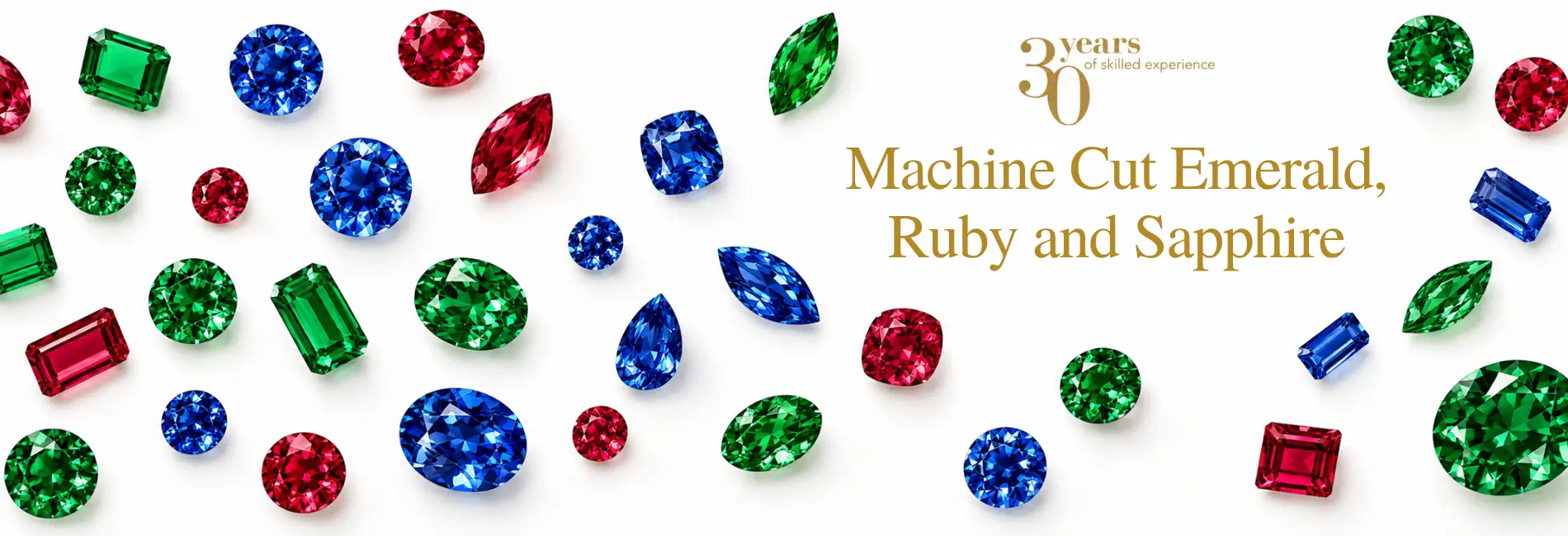 Machine Cut Emerald, Ruby and Sapphire
